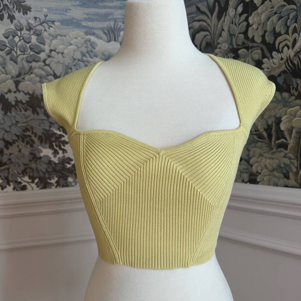 NWOT Jonathan Simkhai green bodice crop top Size XS